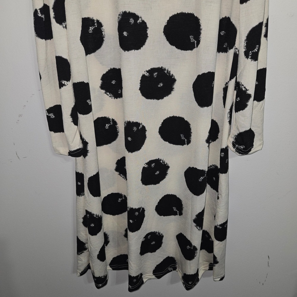 B#5 MVI Women's Large Polka Dot Cold Shoulder Long‎ Sleeve Midi Dress - Picture 3 of 6